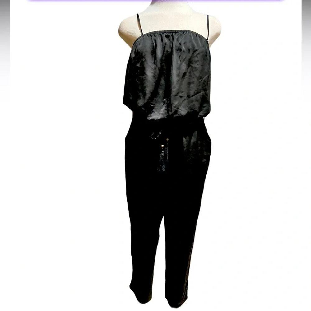 J. Crew Crepe Tassel Jumpsuit In Black Womens Size S Drawstring Waist